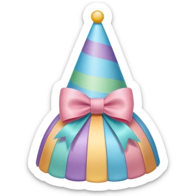 birthday hat with a bow, pastel rainbow colors sticker