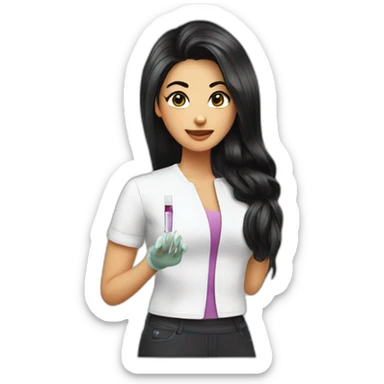 Beautician with an injection with black hair sticker