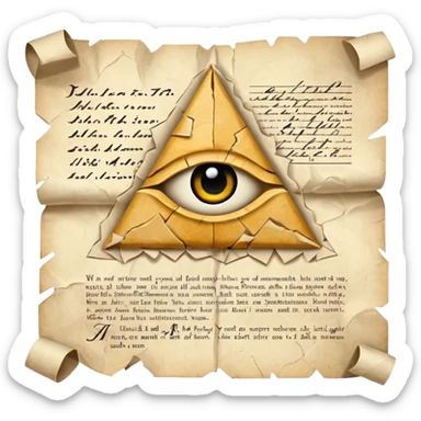 illuminati Paper contract with bite marks tearing through the signature field. sticker