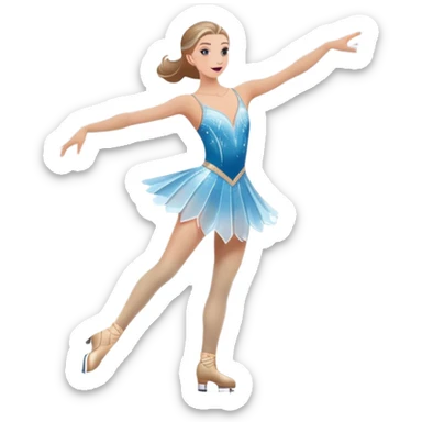 An icon showing a scenic ice rink with figure skater performing elegant moves under soft spotlight beams. Surrounded by audience stands and shimmering ice, the scene reflects harmony, grace, and the magic of figure skating. Transparent background included sticker