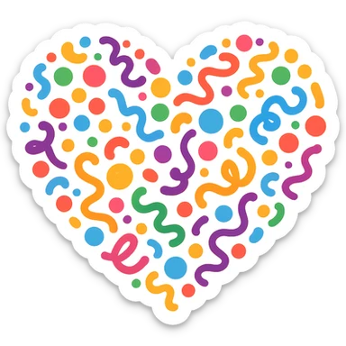 heart with a playful confetti fill sticker