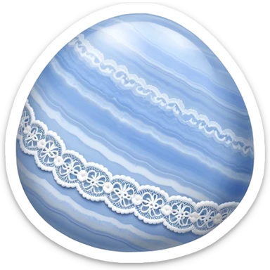 Blue lace agate cabochon with delicate pale blue and white lace-like bands in a smooth polished dome sticker