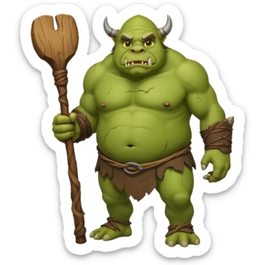 Large Ogre full body with stick sticker