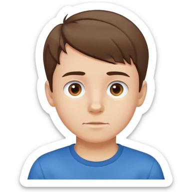 simple boy avatar with short brown hair and blue t-shirt sticker