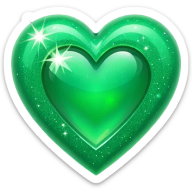 Green Heart with green sparkles sticker