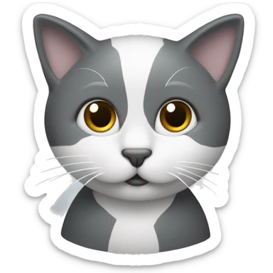 Chat gris foncé avec museau blanc, cou blanc, début des pâtes blanches  sticker