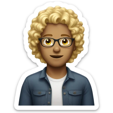 male with eye glass blonde curly hair sticker