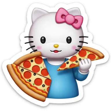 Hello kitty eating pizza sticker