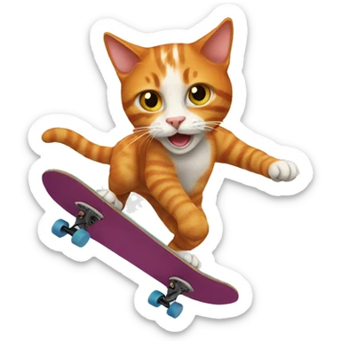 Ginger cat skateboarding  sticker