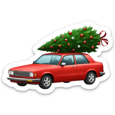 Car with Christmas tree on top sticker