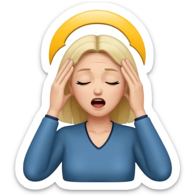 Actress dramatic faint backwards with hand on forehead, mouth open, eyes closed sticker