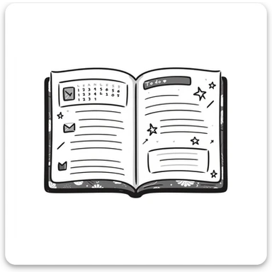 notebook planner, hand drawn doodle style sticker