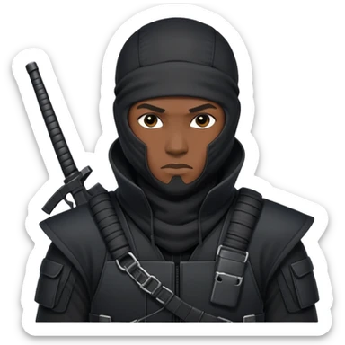 african-american mercenary black ninja hacker terminal command center sticker