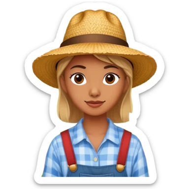 a person visiting a farm with barn and animals in the background sticker