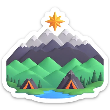 eight-pointed star with wide points and mountain silhouette in middle sticker