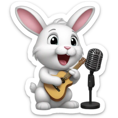 kin bunny singing at the mic sticker