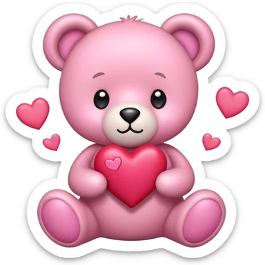 pink cute teddy bear sending hearts and love sticker