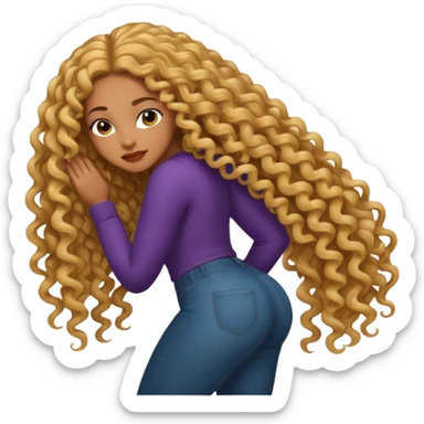 Uma mulher negra da pele clara com cabelo cacheados bem longo até a bunda  sticker