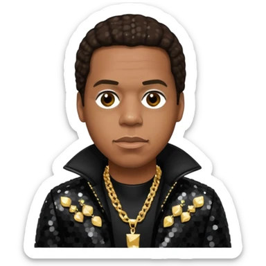 Jay-Z with dark brown hair, black sequin outfit sticker