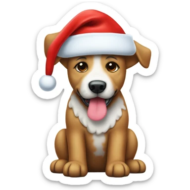 Perro con gorro de navidad y con una galleta sticker