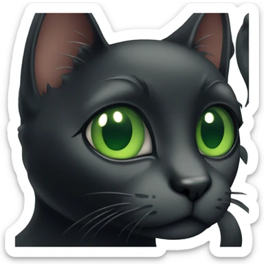 Black Cat with Green eyes sticker