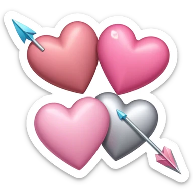 brown heart silver heart and pink heart which the arrow fails all together sticker