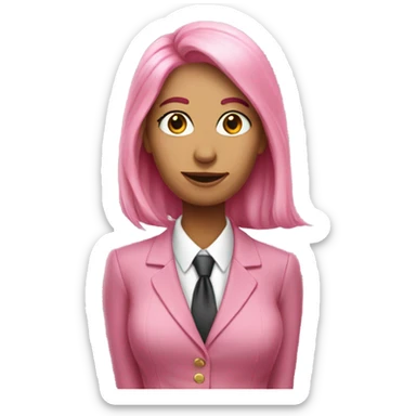 secretary-like women with loose long pink hair in pink suit sticker