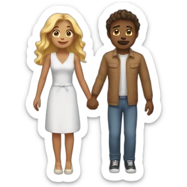 Two couples holding hands sticker