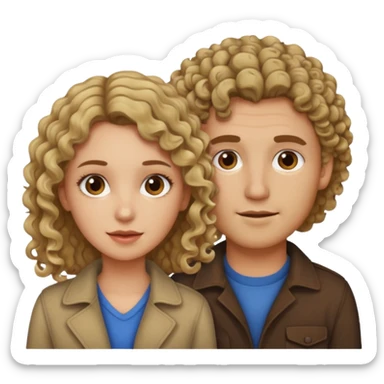 couple male dirty blonde hair female curly dark brown hair sticker