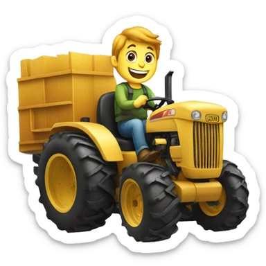 a happy person driving giant tractor sticker