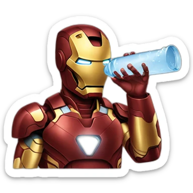 Iron man drinking water sticker