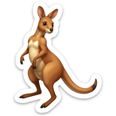 the iconic Full-body Australian Kangaroo  jump– Cinematic-realistic Australian kangaroo, jumping with powerful hind legs and a muscular tail for balance. Its reddish-brown fur glows under the golden sunlight, ears perked and eyes alert.  sticker
