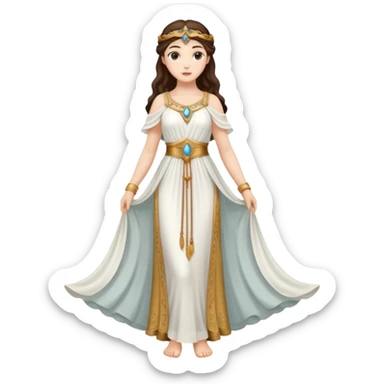 una diosa del siglos muy antiguos, la vestimenta de la diosa esta basada a ese siglo, es muy guapa, estatura normal sticker
