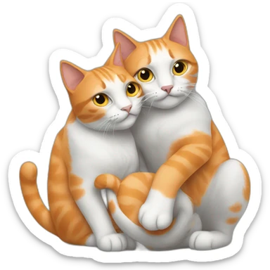 Orange and grey cats entangled sticker
