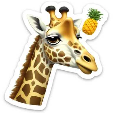 giraffe eating pineapple sticker