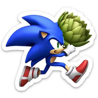 Sonic running with an artichoke  sticker