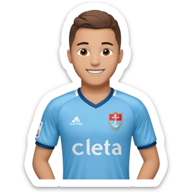 Celta Vigo soccer player wearing a jersey with the Celta Vigo logo on the chest sticker