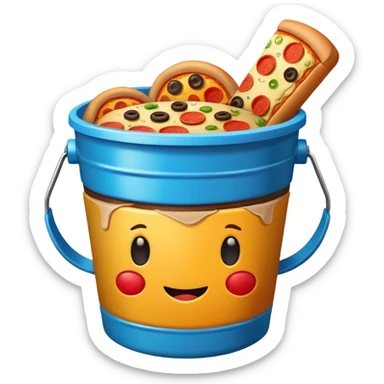 ganarate a emogi a bucket of food with pizza buerger coffee sticker