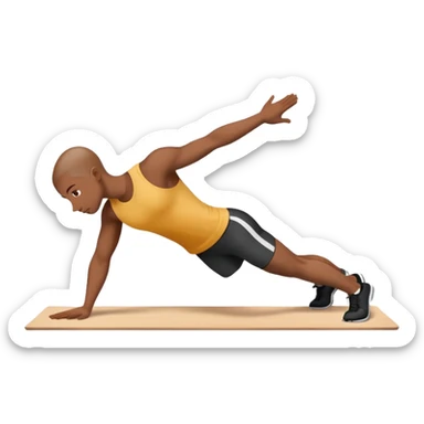 persona haciendo plancha gimnasio con los codos en el suelo sticker