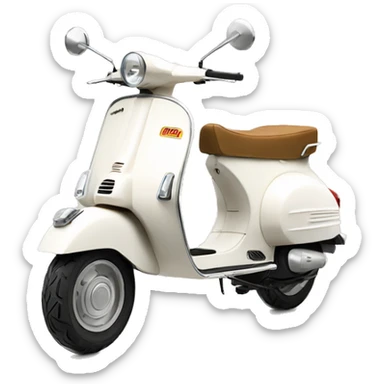 vespa white with light brown seat sticker