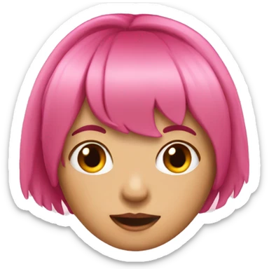 Pink hair girl bang sticker