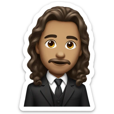 Russian brown long hair with big lips small nose in a black suit sticker