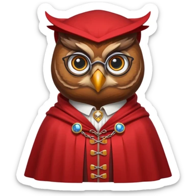 owl professor in red collar cloak sticker