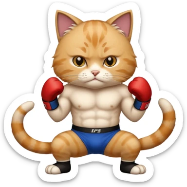 cat doing MMA fighting sticker