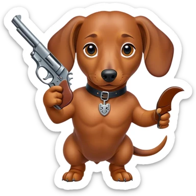 perro salchicha con dos pistolas sticker