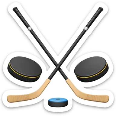 two hockey sticks crossing and a puck like two of this emoji crossing: 🏒  sticker