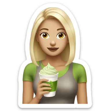 Blonde girl with matcha latte sticker