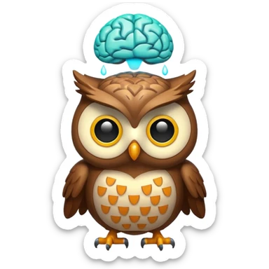 owl with glowing brain idea moment sticker