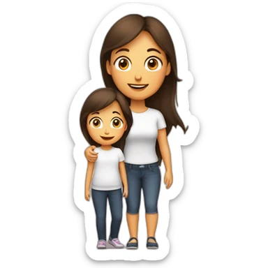 maman brune avec sa fille sticker