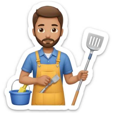 Guy with very short beard doing house chores sticker